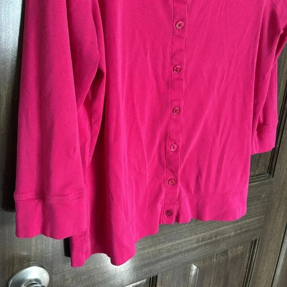 Talbots bright Pink Cardigan in 100% Pima cotton - Large GUC - Picture 5 of 7